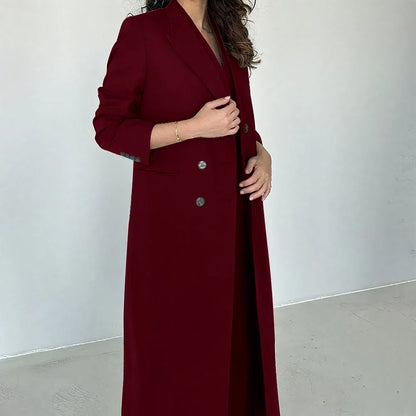 Gray Women Pants Sets 3 Piece Gorgeous Peak Lapel Double Breasted Solid Outfits Fashion Formal X-Long Suits (Blazer+Vest+Pants)