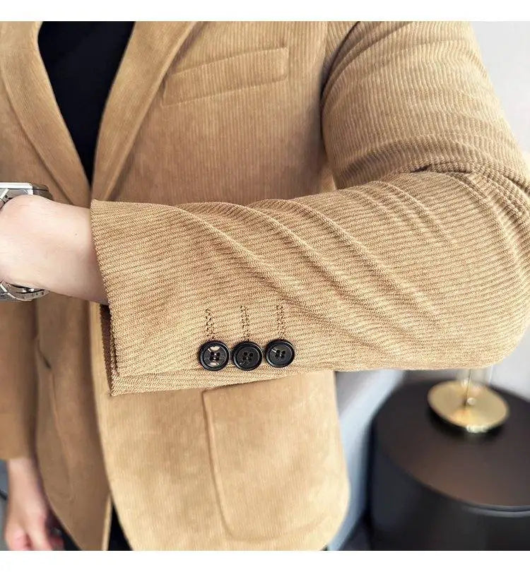 High-end Design, Fashionable, Cool and Trendy Business Casual Banquet New Corduroy Suit Banquet Fine Jacket