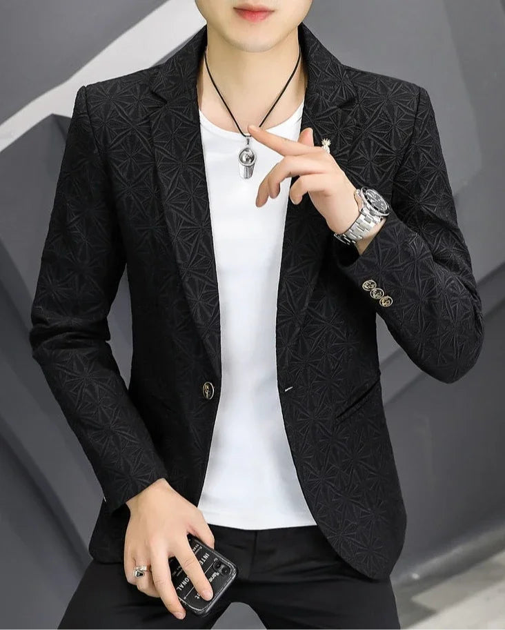 Men's Slim Fit Blazer – Single Button Casual Suit Jacket for Autumn & Winter