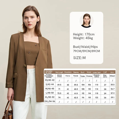 Women's Jacket 2026 Autumn New Bead Sheet Flower V-Neck Women's Blazer Straight Elegant Shoulder Pad Blazers Top 12621026