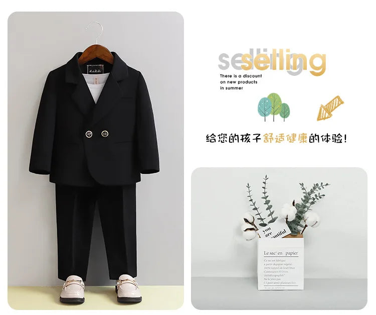 Children Formal Pink Wedding Dress Flower Boys Photography Suit Kids Stage Performance Outfit Baby Birthday Ceremony Costume