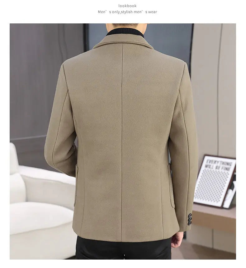 Blazer Men Fashion, Business Gentleman, Groom, Professional Gentleman, Fitted, Casual, Woolen and Cotton Dress, High-end Blazer