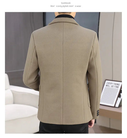 Blazer Men Fashion, Business Gentleman, Groom, Professional Gentleman, Fitted, Casual, Woolen and Cotton Dress, High-end Blazer