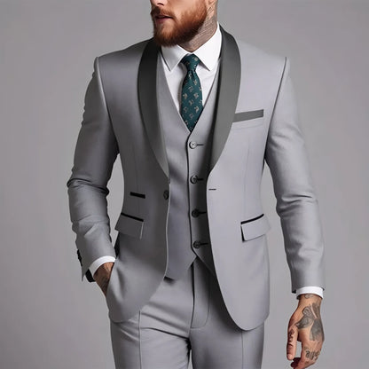 Ensemble costume homme 3 pièces : veste, gilet et pantalon / Affaires, marié, mariage, robe formelle, blazer, pantalon, gilet