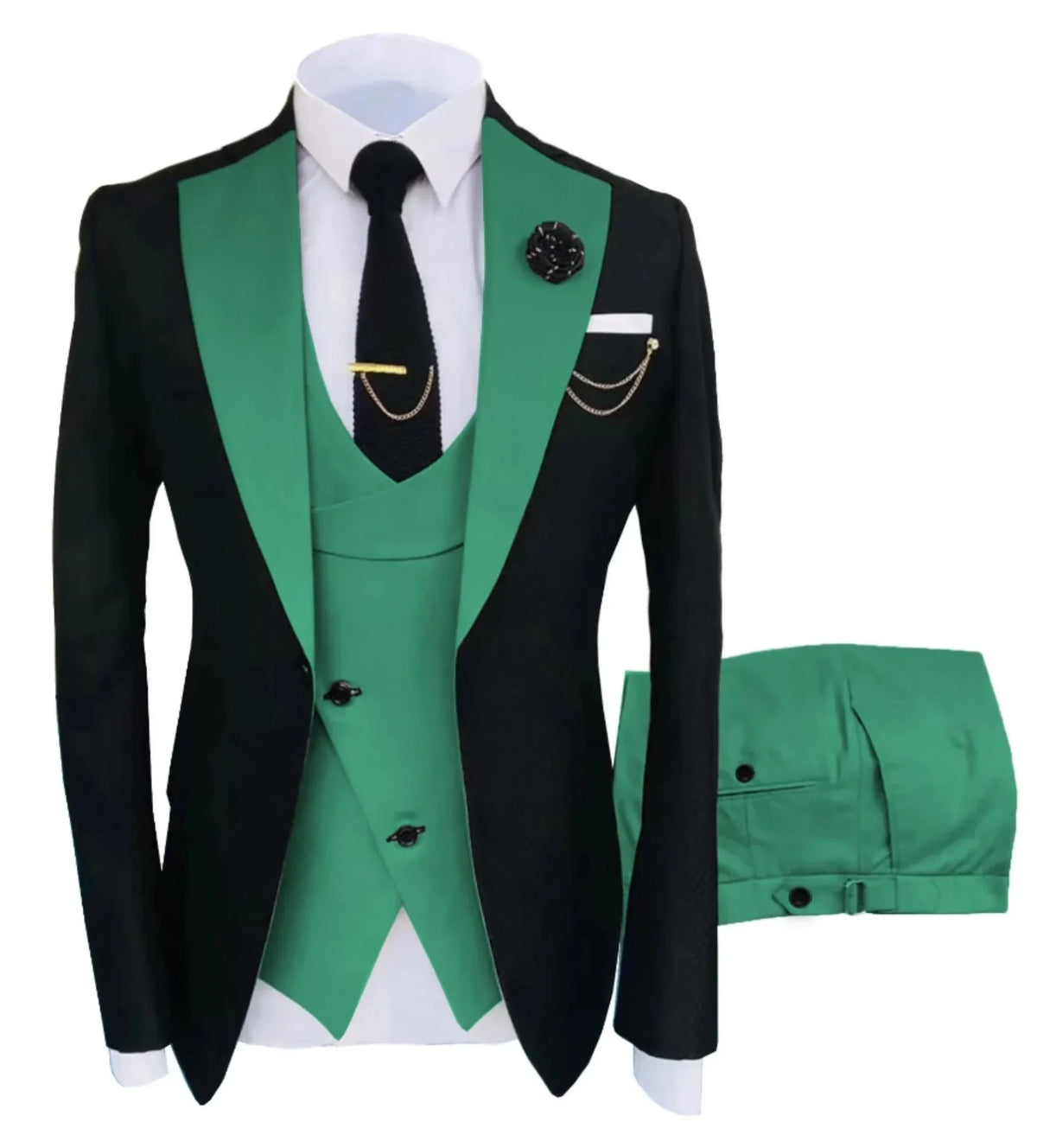 Costume de mariage 3 pièces pour homme – Veste, gilet et pantalon – Coupe ajustée – Tuxedo pour garçons d'honneur, costume pour adultes, pour les fêtes de mariage estivales à la plage