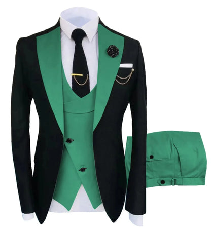 Costume de mariage 3 pièces pour homme – Veste, gilet et pantalon – Coupe ajustée – Tuxedo pour garçons d'honneur, costume pour adultes, pour les fêtes de mariage estivales à la plage