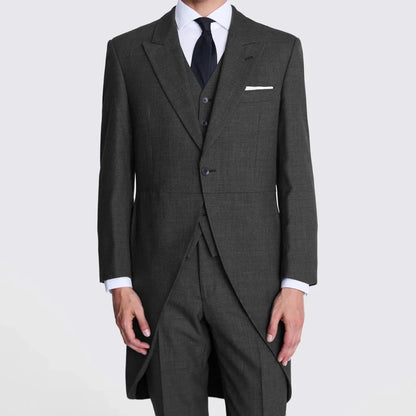 Men Suit 3 Piece Dark Gray With Lapel Single Button Business Casual For Wedding Banquet Work Tuxedo Jacket Vest With Pants
