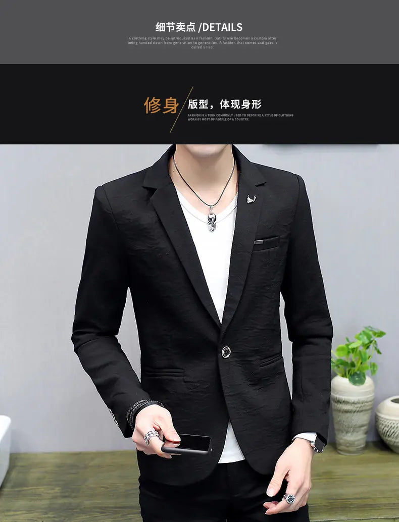 Blazer: Outdoor Fashion, Business-style, Gentleman's Wedding Host, Campus Casual, Relaxed, Korean-style, Youthful Men's Blazer