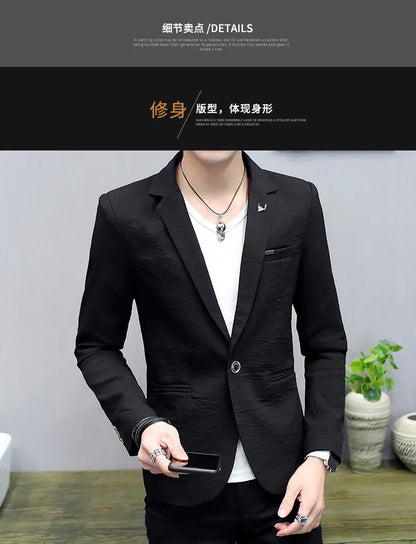 Blazer: Outdoor Fashion, Business-style, Gentleman's Wedding Host, Campus Casual, Relaxed, Korean-style, Youthful Men's Blazer