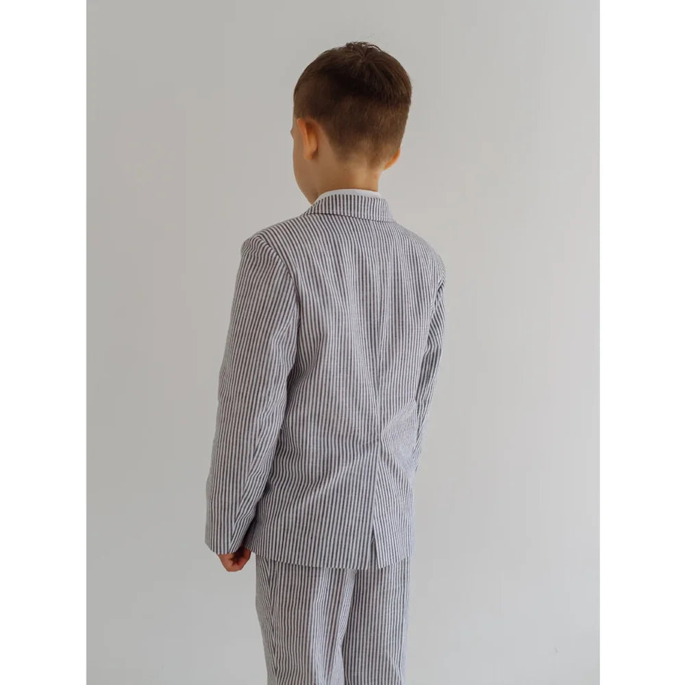 Striped Boy Suits Formal Notch Lapel Slim Pinstripe Outfits Children Customized Casual Daily Fashion Kids Clothes 2 Piece