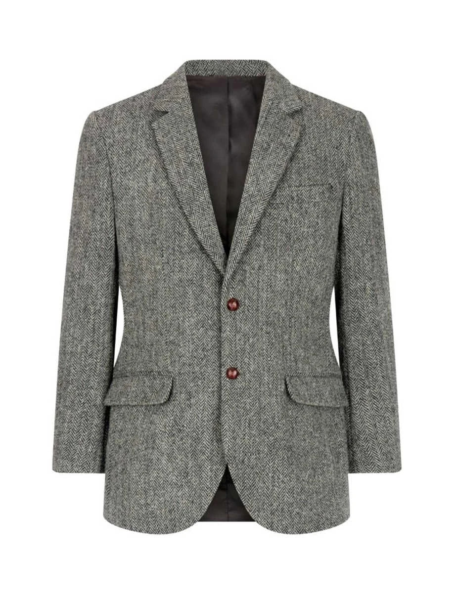 Casual Business Men Suits Blazer Slim Fit Tweed Herringbone Groom Suits Jacket For Wedding Single Breasted Jacket Tops One Coat