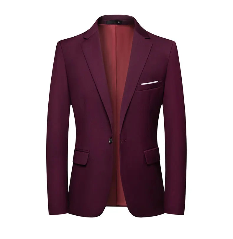 Blazer Fashion Men Business Casual Solid Color British Style Wedding Gentleman Slim Professional Formal Suit Blazer