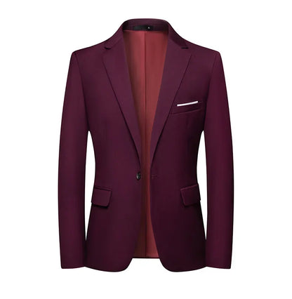 Blazer Fashion Men Business Casual Solid Color British Style Wedding Gentleman Slim Professional Formal Suit Blazer