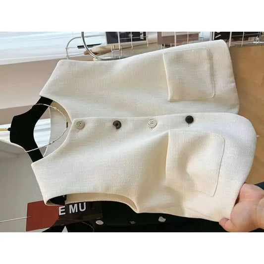Spring Autumn Clothing Women Vest New O Neck Single-breasted Vest Sleeveless Jacket Female Waistcoat Casual Tops Chaleco Mujer