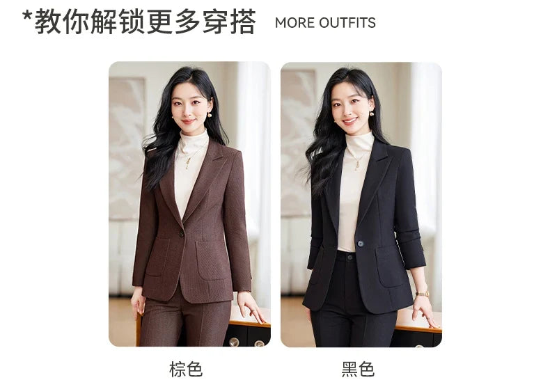 Fashionable professional women's high-quality two-piece trousers + blazer set. 2025 autumn and winter new styles
