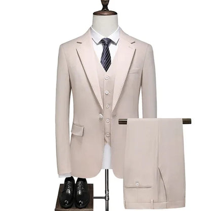 Men's Three-Piece Suit – Double Breasted Slim Fit Formal Suit for Men in Multiple Colors