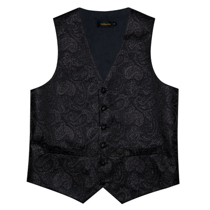 Men's Paisley Waistcoat with Necktie Set for Weddings and Formal Occasions