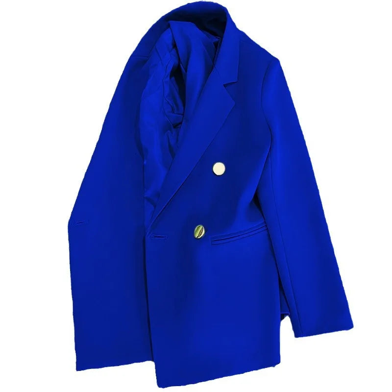 Women's Spring Autumn 2026 Commuter Style Small Suit Jacket Double Row Buttons White Versatile Polyester Fiber Fashion