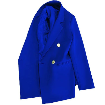 Women's Spring Autumn 2026 Commuter Style Small Suit Jacket Double Row Buttons White Versatile Polyester Fiber Fashion