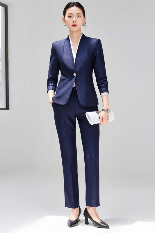 2026 Professional Womens Autumn and Winter New Two-Piece Long-Sleeved Suit + Trousers, High-Quality Suit