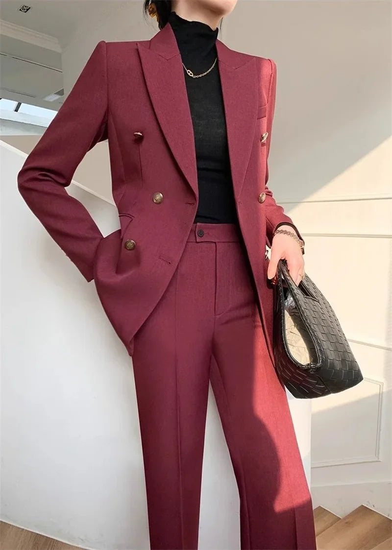 2025 New Women Pant Suit Office Ladies Female Business Work Wear 2 Piece Set Formal Blazer Jacket And Trous