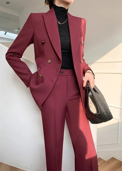 2025 New Women Pant Suit Office Ladies Female Business Work Wear 2 Piece Set Formal Blazer Jacket And Trous