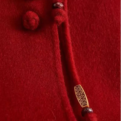 2025 Spring Chinese Style Red Vest Disc Buckle Sleeveless Vest Short Jacket Elegant Chic Women's Tweed Waistcoat