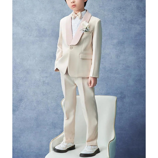 Flower Boys Wedding Suits 2 Piece Fashion Shawl Lapel One Button Blazer Sets High-end Dinner Party Formal Chic Kids Clothes