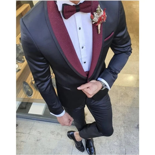 Corduroy Peak Lapel Men Suits Costume Homme Wedding Masculino Terno Tuxedo Slim Fit Groom Prom Blazer 2 Pieces Jacket+Pant