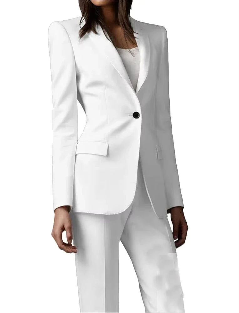 White Formal Women Business Formal Office Lady Outfit Suits Female Slim Fit Fashion 2 Pieces Custom Made Tuxedos Suits