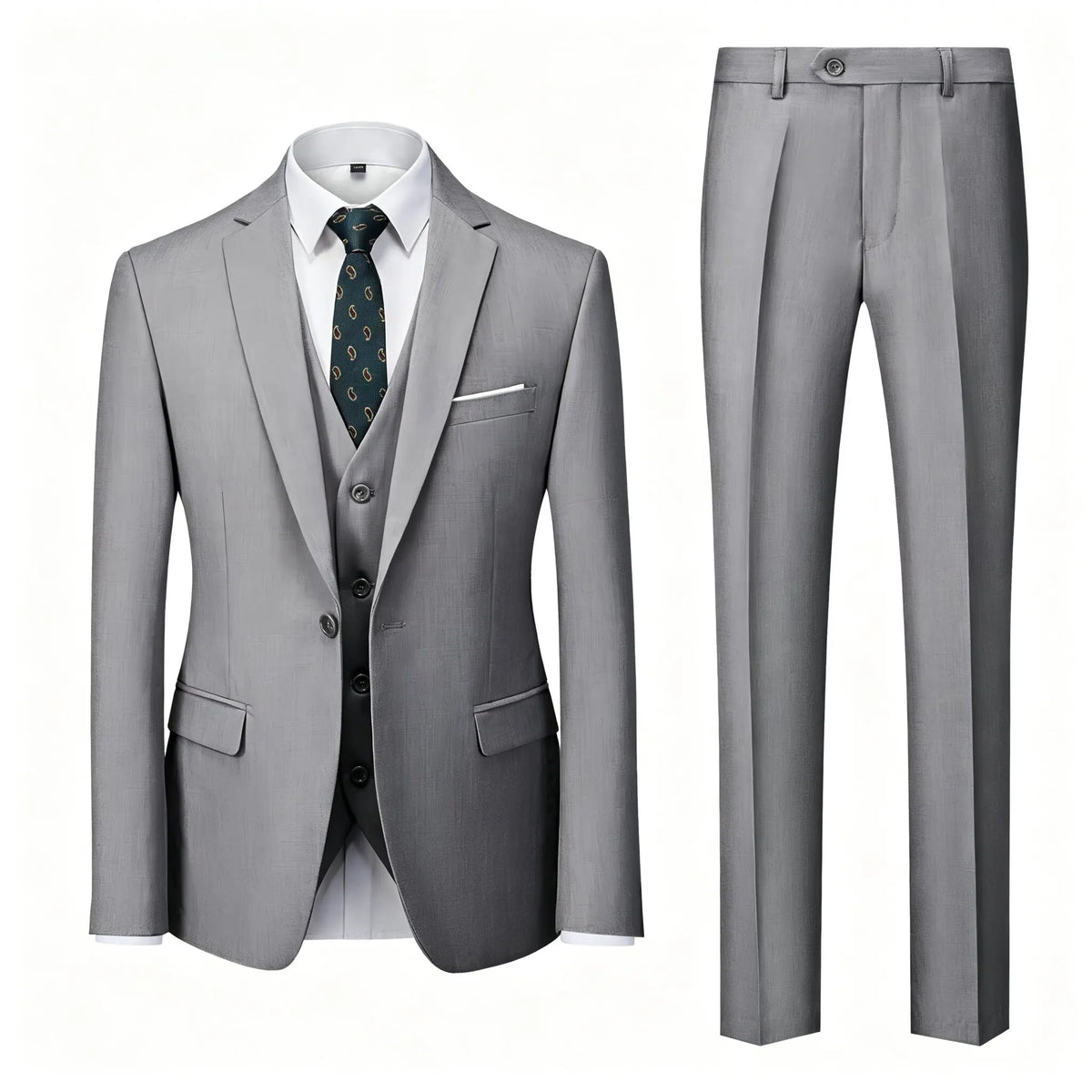 ( Jacket+Vest+Pants ) Brand Solid Color Formal Office Business Men's Suit Groom Wedding Dress Party Male Casual Suits