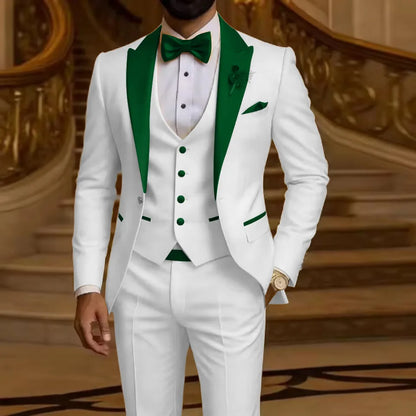 Costume 3 pièces pour homme Coupe ajustée Revers cranté Smoking de marié Garçon d'honneur Mariage Blazer Gilet Pantalon Ensemble Tenues pour hommes