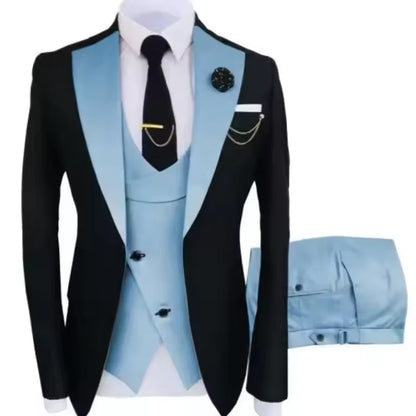 Ensemble de costume 3 pièces multicolore pour homme - Mariage, bal de promo, affaires - Coupe ajustée - Smoking de marié - Blazer style britannique