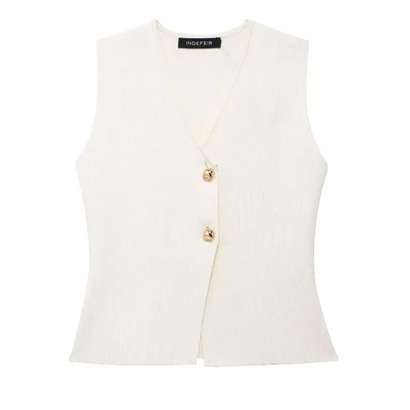 Womens Vest Sleeveless Knit Vest Women Outerwears Autumn Cropped Black Blue Vest Woman Elegant Off White Red Sweater Vests