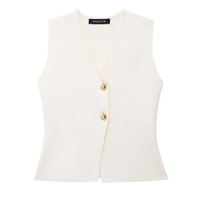 Womens Vest Sleeveless Knit Vest Women Outerwears Autumn Cropped Black Blue Vest Woman Elegant Off White Red Sweater Vests
