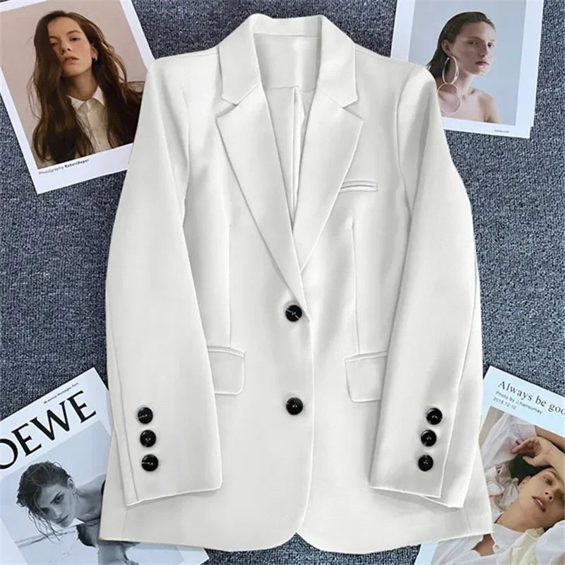 Elegant Office Lady Blazers for Women 2025 Fashion Long Sleeve Single Button Blazer Coats Female Top Suit Jackets Outerwears
