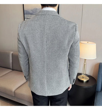 New Lmitation Linen Woven Slim Fit Suit Jacket Men Fashion Casual Business Blazers Wedding Social Party Dress Coats 4XL-M