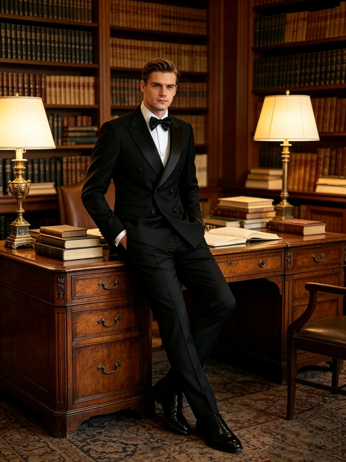 2 Pieces Black Men's Suit Peak Lapel Double Breasted Blazer Pants Wedding Business Birthday Party Prom Suits Groom Tuxedos
