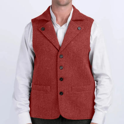 Men's Herringbone Vest Single Breasted Waistcoat for Wedding & Smart Casual Wear