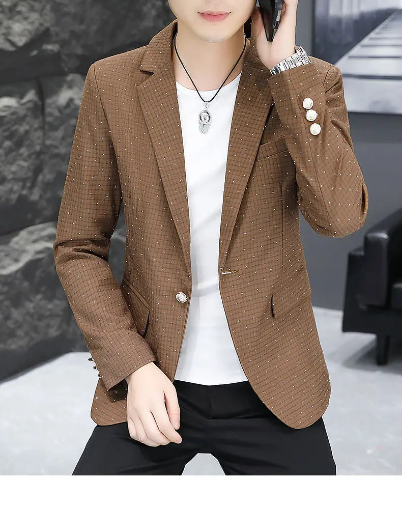 Blazer Men's fashion outdoor travel gentleman wedding Slimming Business versatile Trendy Casual Korean-style formal wear Blazer
