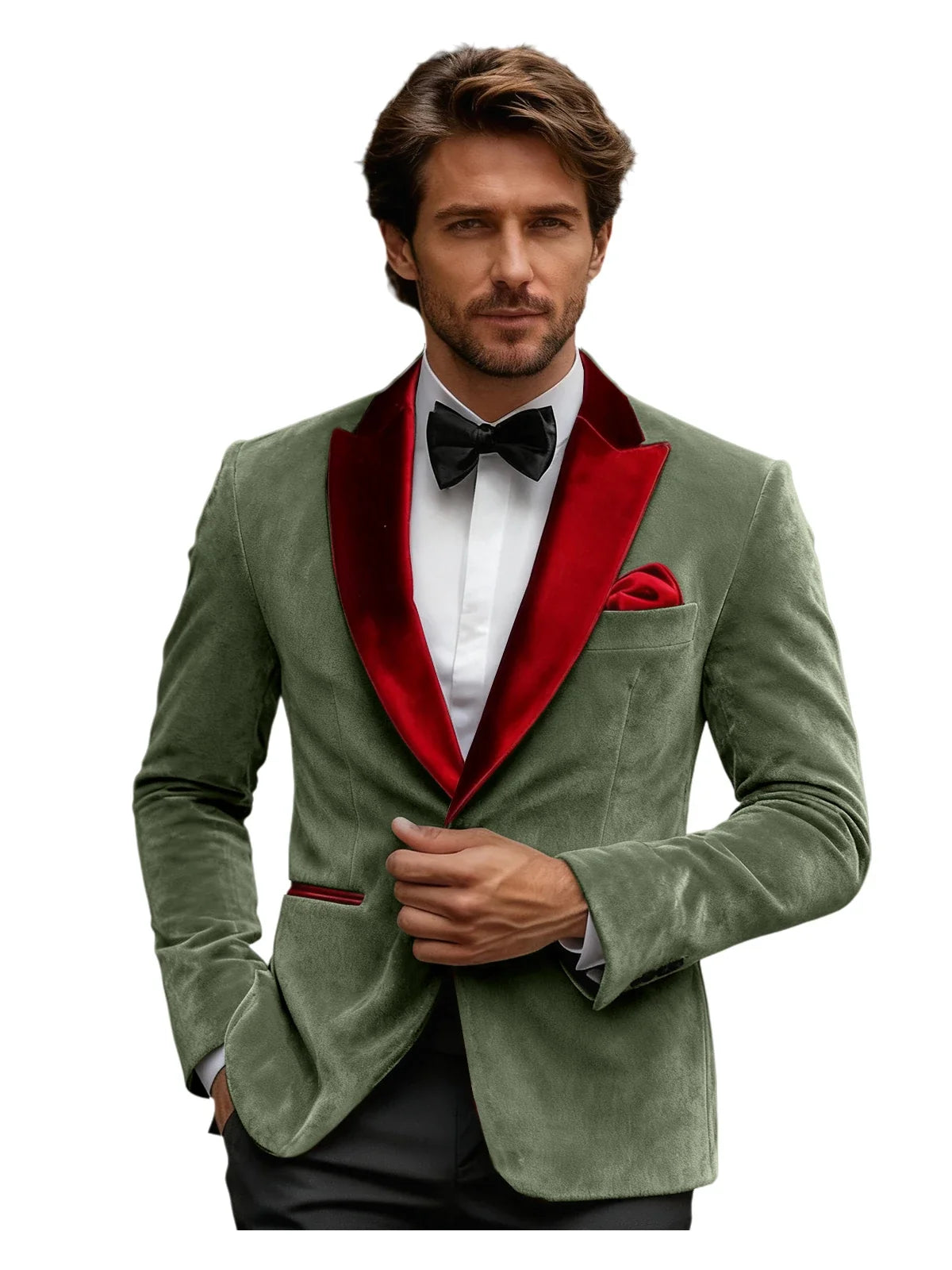 Luxury Burgundy Velvet Men's Blazer Suits Single Breasted Black Shawl Lapel Slim Fit Men Sport Coats Formal Wedding Groom Jacket