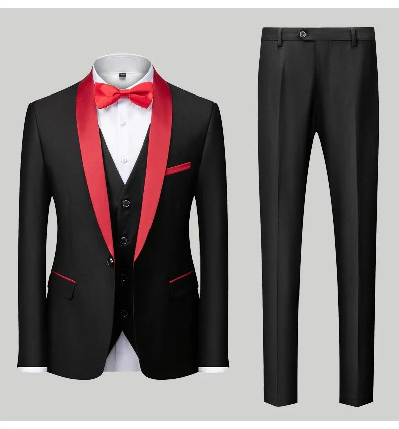 Men's Slim Fit Formal Suit Set – Blazer, Vest & Pants for Weddings & Parties