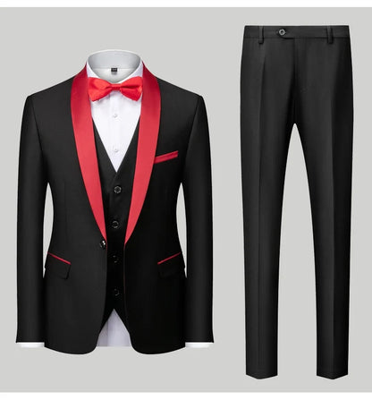 Men's Slim Fit Formal Suit Set – Blazer, Vest & Pants for Weddings & Parties