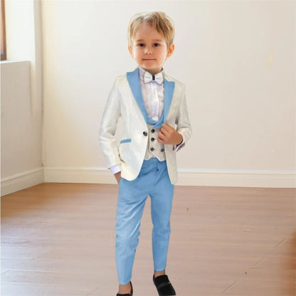 Boys 3-Piece Suit Set Jacket Vest Pants Paisley Slim Fit Kids Formal Tuxedo for Weddings