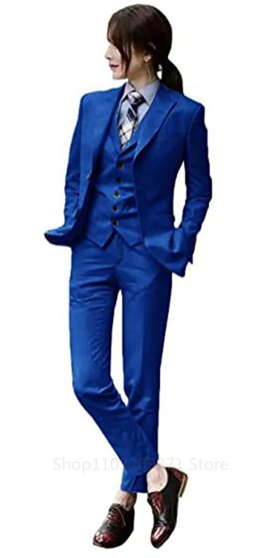 Women's Pant Suit 3-Piece Blazer Set for Formal Office and Wedding Occasions