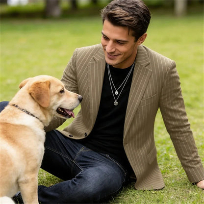 Men's Striped Blazer Casual Slim Fit Suit Jacket 2026 New Business Casual Single Breasted Blazer for Men Office Wedding Party Co