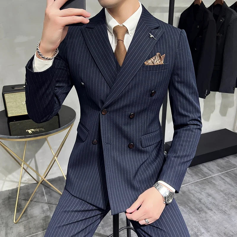 Beige Suit Men Business Tuxedos Formal 3 Piece Set Jacket Vest Pants Single Breasted Groom Groomsman Prom Wedding Party 2025 New
