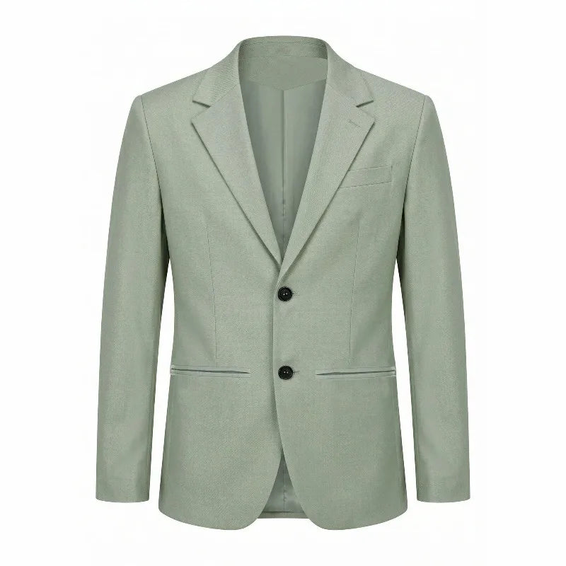 Man Blazer Korean Slim Simple Solid Color Turn Down Collar Male Suit Outerwear Business Casual Long Sleeeve Men Coat