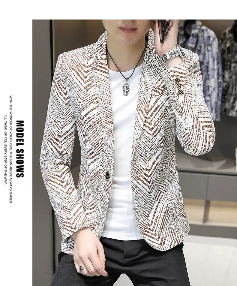 Blazer Men's Fashion Outdoor Travel Gentleman Wedding Slimming Business Versatile Trendy Casual Korean-style Formal Wear Blazer
