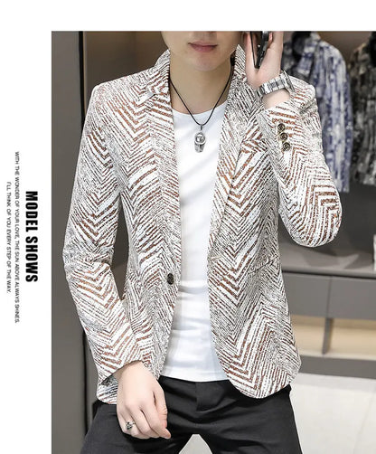 Blazer Men's Fashion Outdoor Travel Gentleman Wedding Slimming Business Versatile Trendy Casual Korean-style Formal Wear Blazer